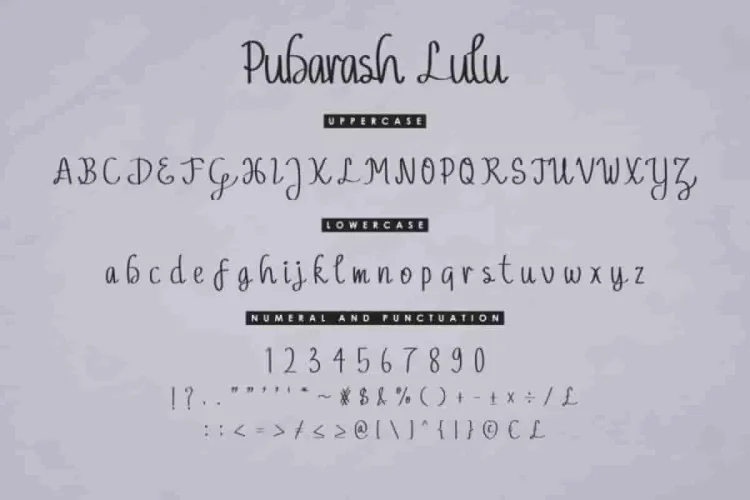 Pubarash Lulu Handwritten Script Font